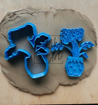 Stempel i wykrojnik do gliny – monstera w doniczce