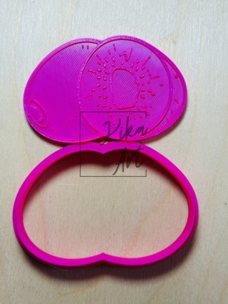 Kiwi – podwójne połówki, stempel + wykrojnik do gliny (2 rozmiary)