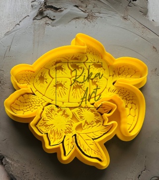 Żółw z kwiatami– stempel i wykrojnik