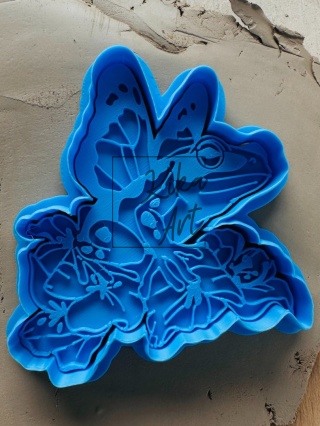 Żaba z motylami– stempel i wykrojnik