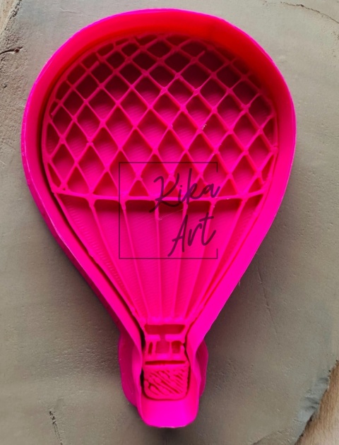 Clay stamp and cutter - vintage grid balloon