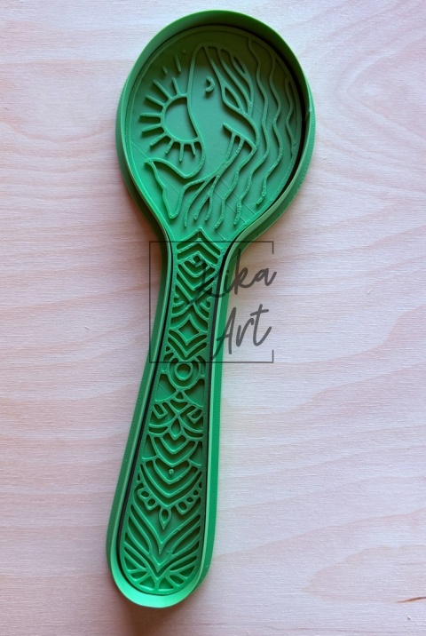 Stempel i wykrojnik do gliny – łyżka „Wieloryb i słońce”
