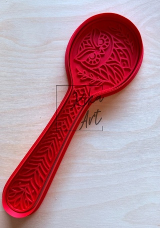 Stempel i wykrojnik do gliny – łyżka „Leśna sowa”
