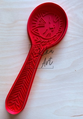 Stempel i wykrojnik do gliny – łyżka „Kot i słońce”