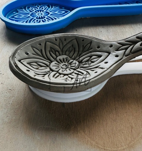 Clay stamp and cutter – mandala spoon with geometric handle