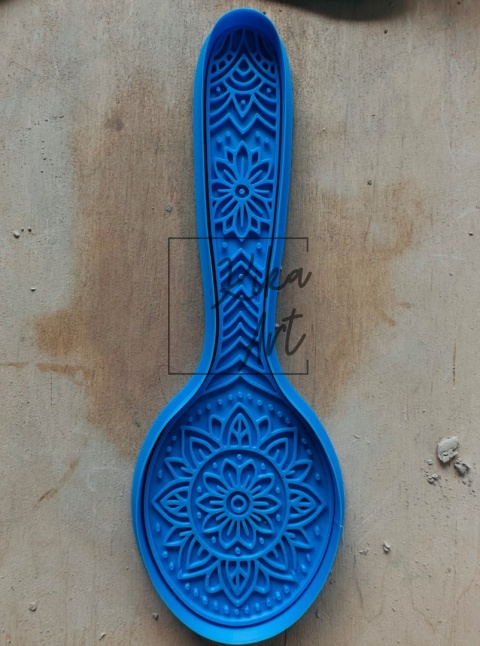 Clay stamp and cutter – mandala spoon with geometric handle