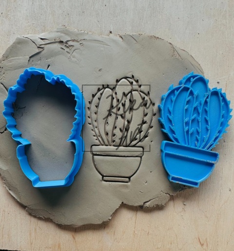 Stempel i wykrojnik do gliny – kaktus w doniczce