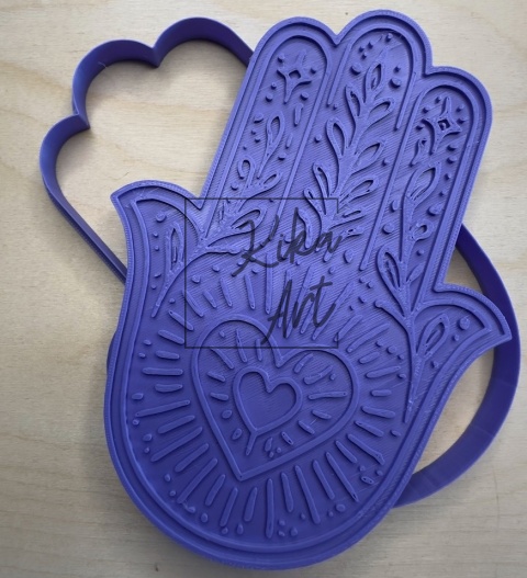 Stempel i wykrojnik duży – Hamsa z sercem