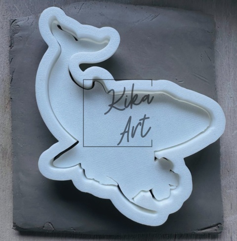 Stempel i wykrojnik do gliny – wieloryb z kwiatami