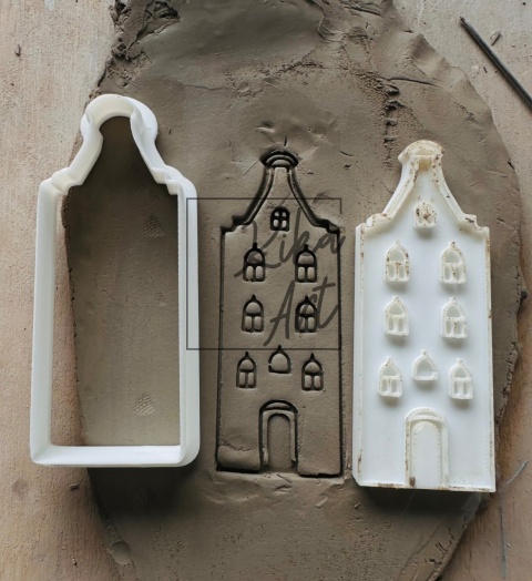 Clay stamp and cutter – townhouse with arched windows