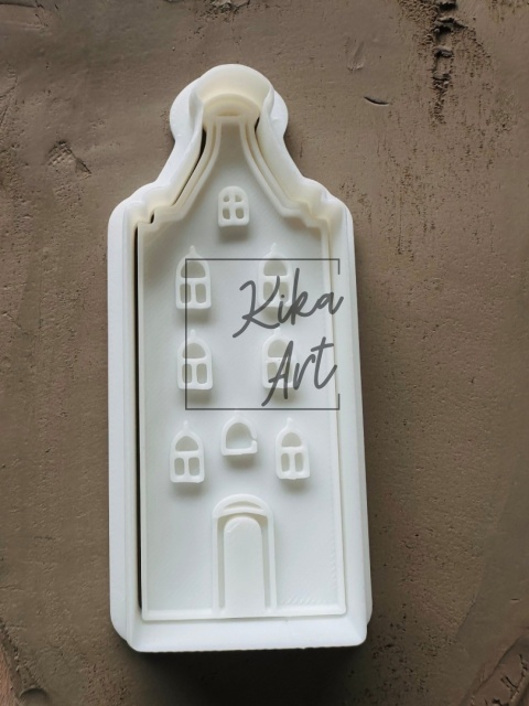 Clay stamp and cutter – townhouse with arched windows