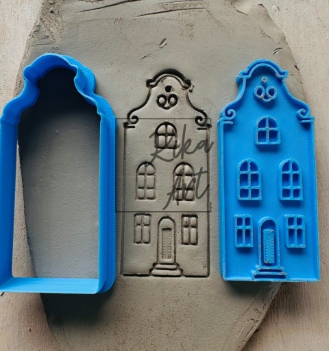 Clay stamp and cutter – townhouse with baroque ornament