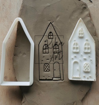 Stempel i wykrojnik kamieniczka z okienkiem w kratkę