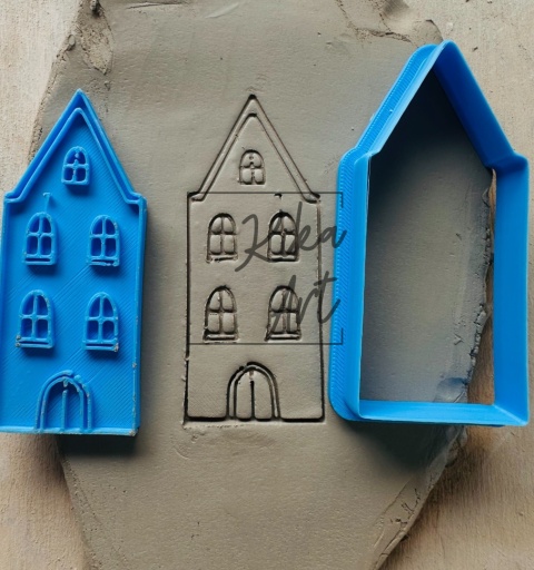 Clay stamp and cutter – townhouse with attic windows
