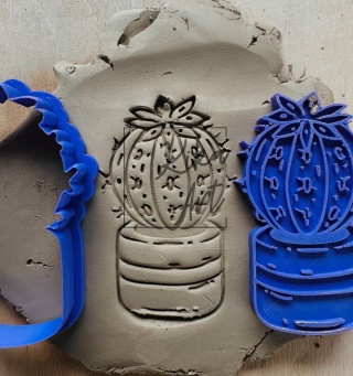 Stempel i wykrojnik – kaktus z kwiatem w doniczce