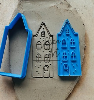 Clay stamp and cutter – townhouse with pointed roof