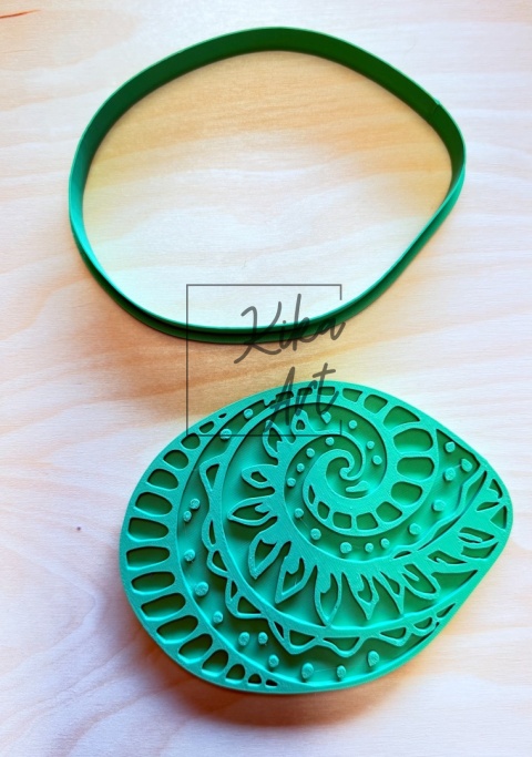 Stempel + wykrojnik do mydelniczki – Spiralny wzór boho