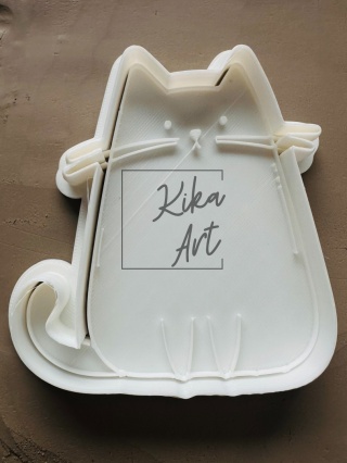 Wykrojnik i stempel do gliny – Kot Siedzący