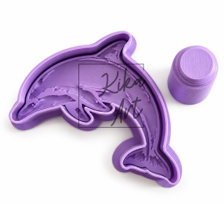 Delfin Figlarz – stempel z rączką + wykrojnik