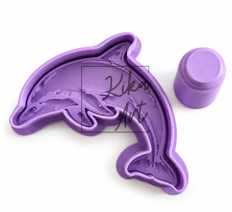 Delfin Figlarz – stempel z rączką + wykrojnik